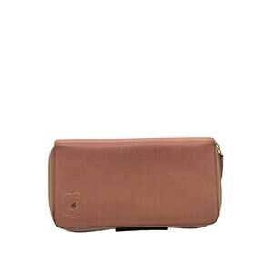 Chanel Bifold Pink Long Wallet Camellia Embossed in Gold*CC interlocking*Awesome
